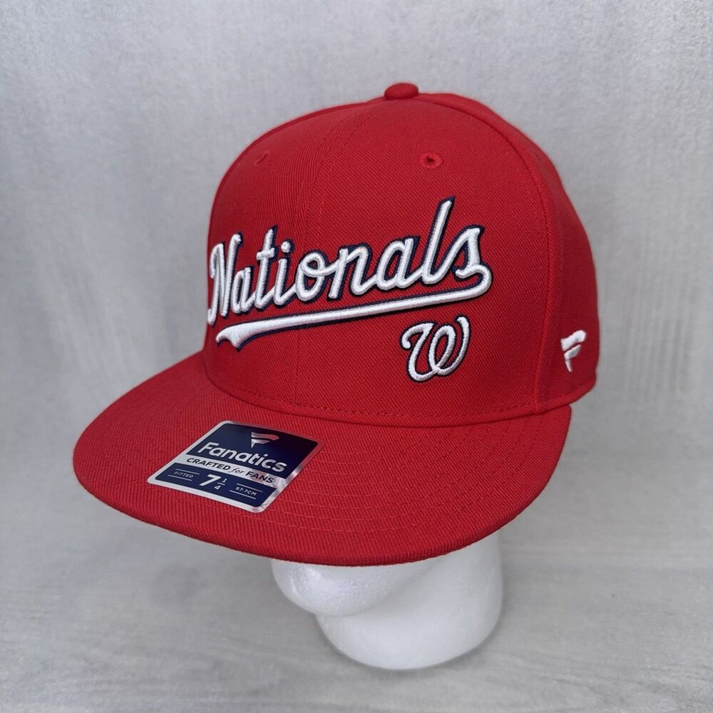 Fanatics Washington Nationals Hat Cap Fitted Size 7 1/4 Red MLB Genuine Merch